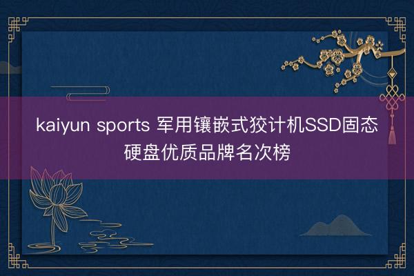kaiyun sports 军用镶嵌式狡计机SSD固态硬盘优质品牌名次榜
